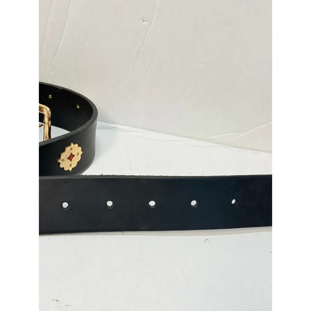 Appenzeller Swiss Leather Belt Black Brass Cow Herdsman Folk Art Size 48 Farmer